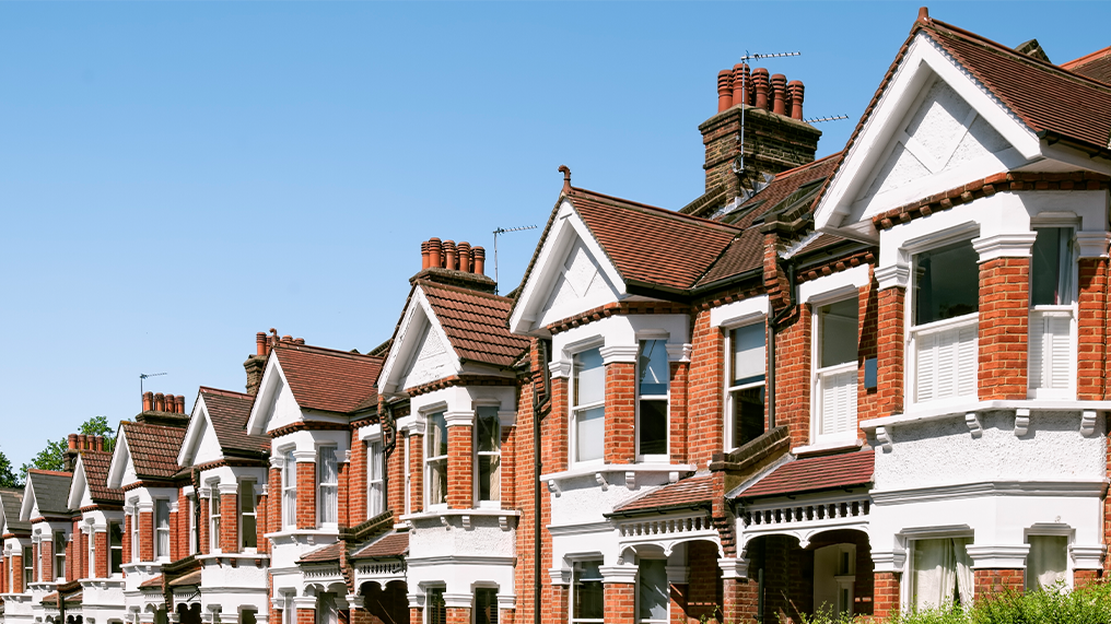 A row of houses on an English street