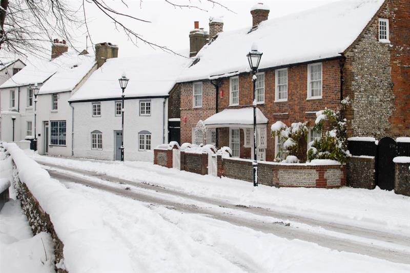 A snow-covered street in the UK