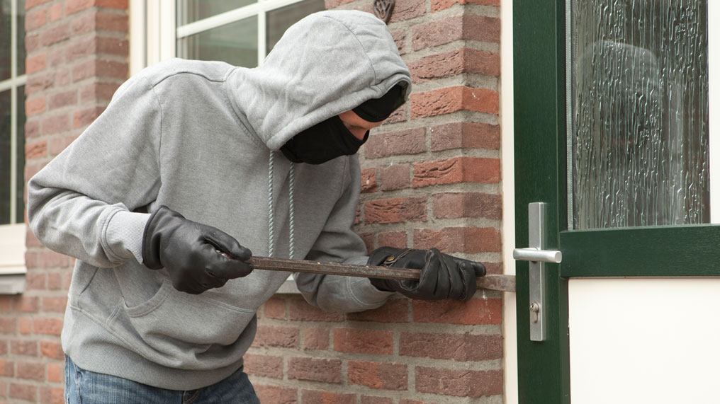 A thief attempts to break into a home.